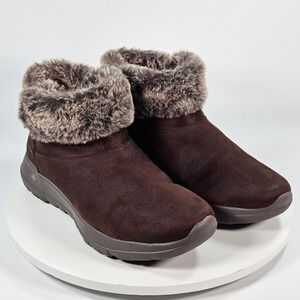 Skechers On The GO Joy Bundle Up Brown Faux Fur Ankle Boots 56101S Womens 8